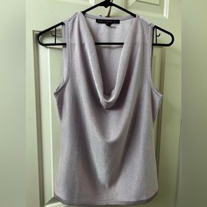 White House Black Market Sleeveless Sparkle Lavender Cowl Neck Blouse